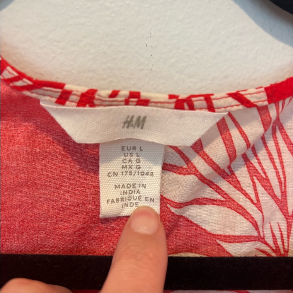 H&M Bold Red and White Floral Long Sleeve Dress - Picture 4 of 4